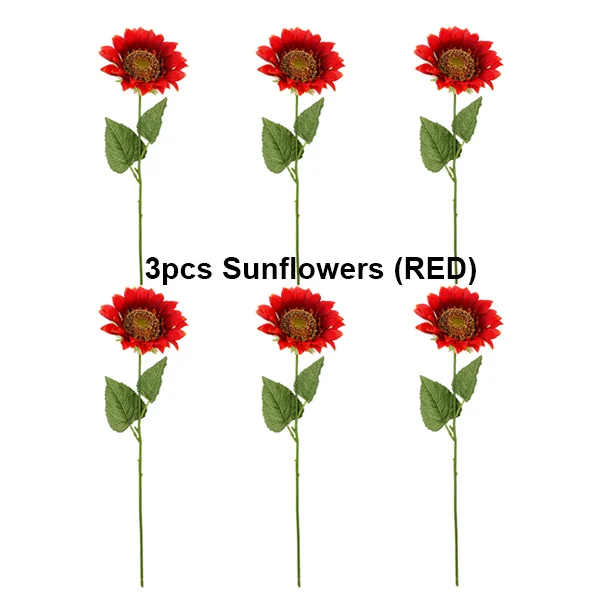 6pcs Red Шелковые подсолнухи articial букет цветов Искусственные цветы композиции реалистичные украсить для дома Свадебная вечеринка стол Декор - Цвет: 6pcs Red