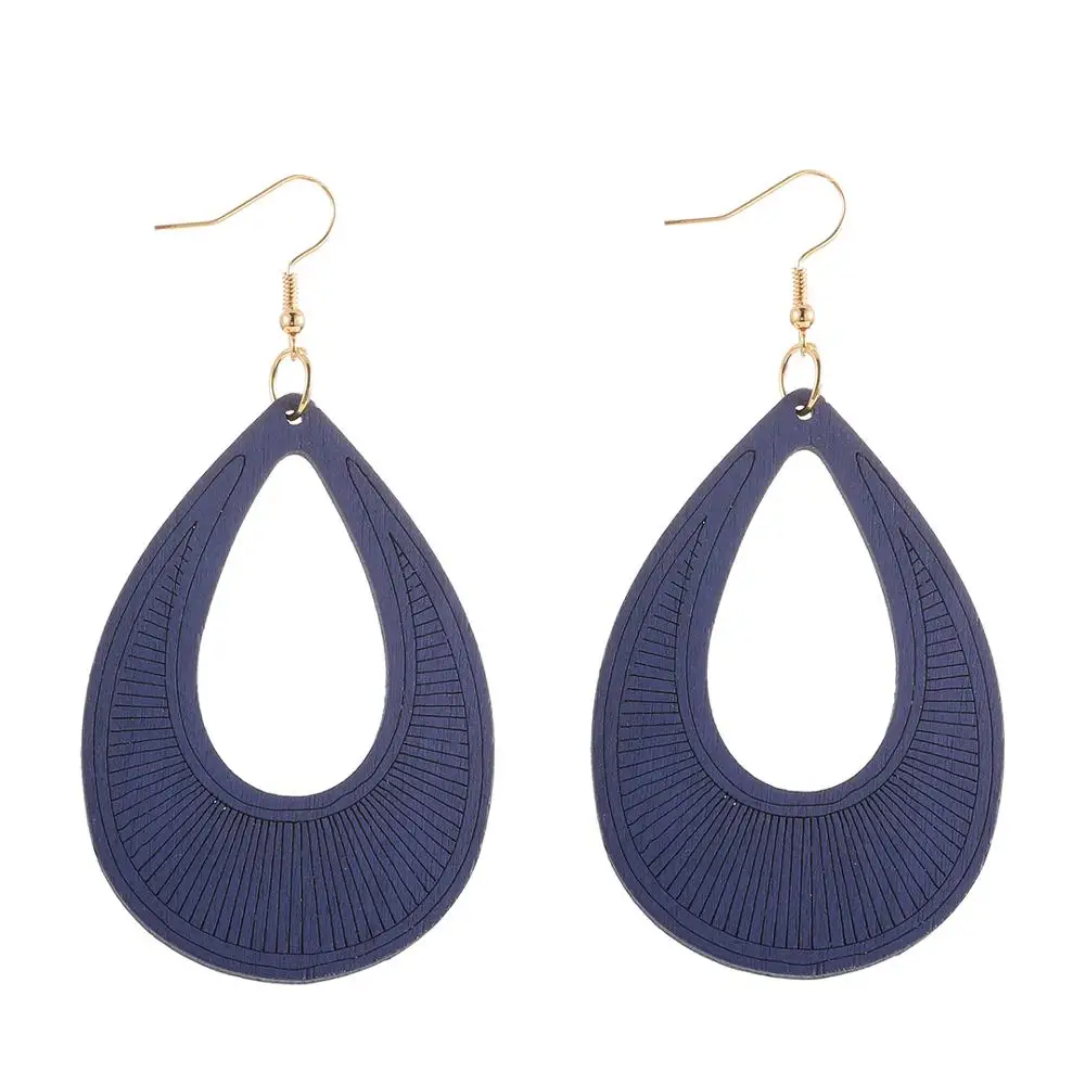 YULUCH Модные полые деревянные серьги в форме капли воды Индивидуальные ювелирные