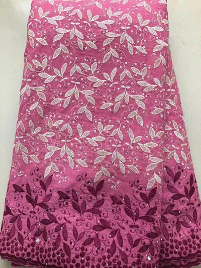 Новые поступления африканская хлопчатобумажная кружевная ткань с камнями для