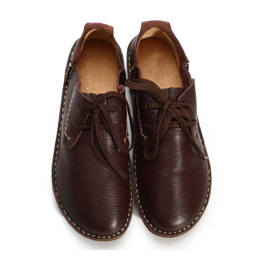 

CEYANEAO Women Shoes Flat Genuine Leather hand-made Ladies Flat Shoes Casual Lace up Flats Woman Moccasins(568-5)