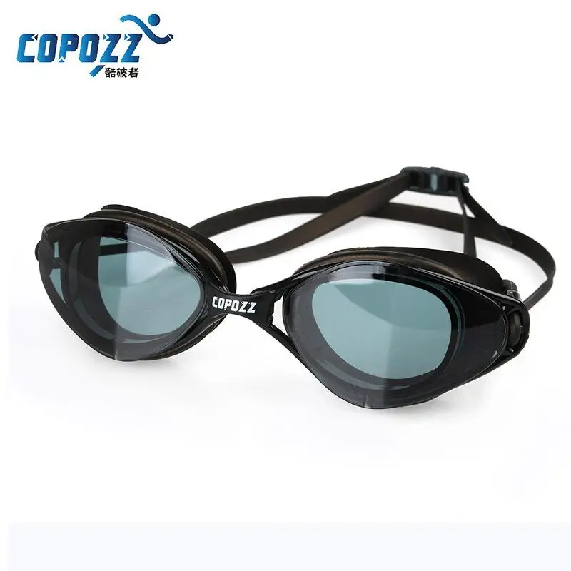 Flat light black Copozz, Профессиональные противотуманные очки с защитой от ультрафиолета, регулируемые плавательные очки для мужчин и женщин, водонепроницаемые силиконовые очки для взрослых - Цвет: Flat light black