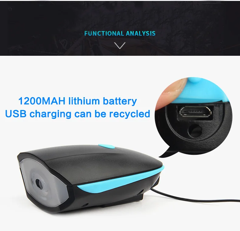 Велосипедный фонарик с USB подзарядкой, велосипедный фонарь, многофункциональный гудок велосипедный фонарь