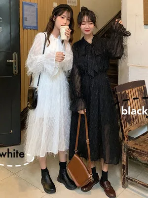 

Summer Fairy Tassel Women Dress 2020 New Fashion Doll Collar Bow Twinkle Long Female Dress Flare Sleeve Causal Dress