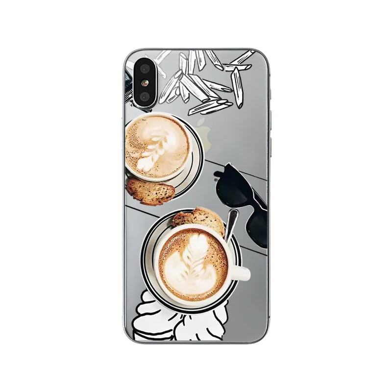 Soft Phone Cases For iPhone X 10 Beautiful Girl Cute Cat Love Heart Coffee Illustration Back Cover Shell Capa for Apple |