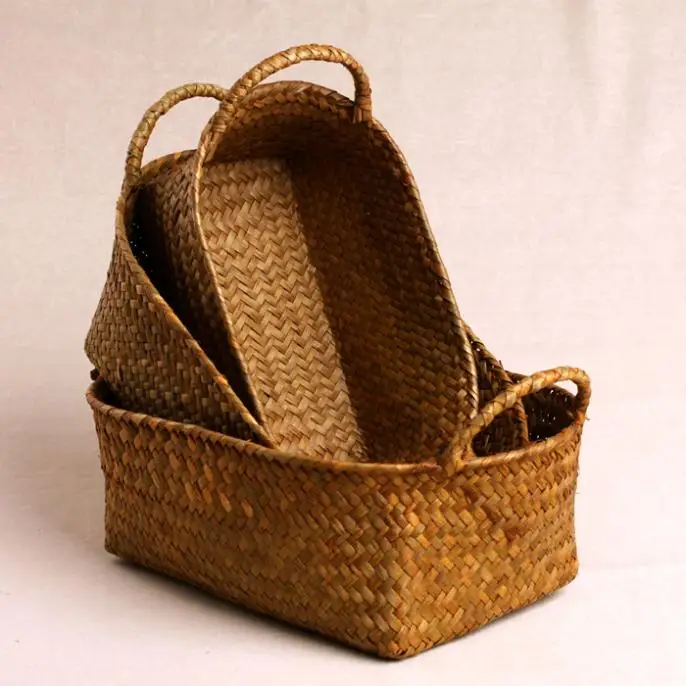 Бамбуковое ткацкое хранилище корзина для фруктов ротанговая коробка хранения