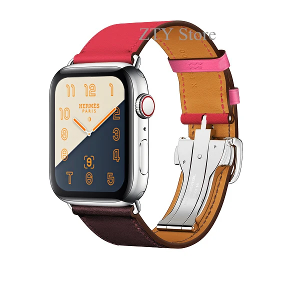 Кожаный ремешок с логотипом Herm для часов Apple Watch серии 5 4 3 2 144 мм 40 мм ремешок для браслета iWatch
