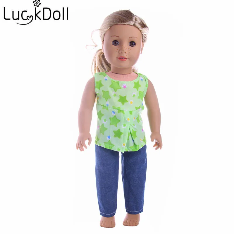 Костюм ручной работы LUCKDOLL с юбкой леггинсами и топом 18 дюймов американский 43 см