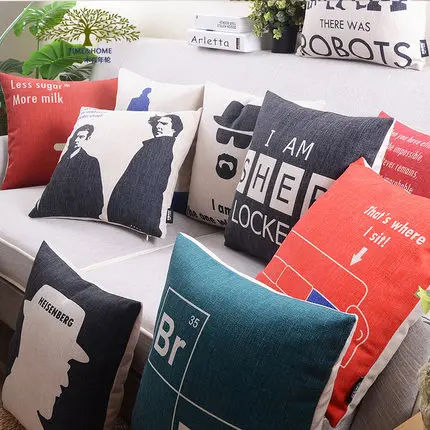 American TV Series Sherlocked Cotton Linen Cushion Cover Sofa Decorative Throw Pillow Car Chair Case | Дом и сад