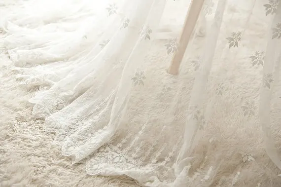 1 ярд белого кружева вышитая Тюлевая кружевная ткань винтажная марля античная