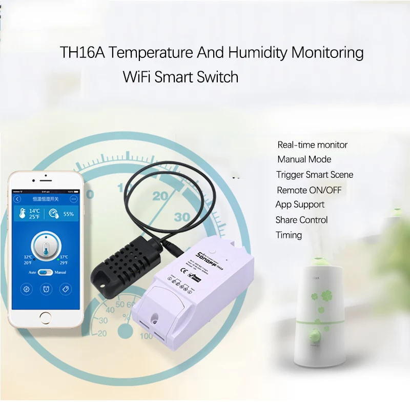 Умный Wi Fi переключатель Sonoff TH16 3500 Вт контроллер температуры и влажности с
