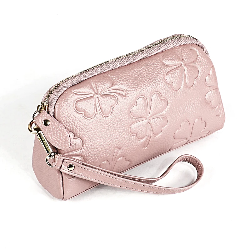 Bean pink Новое поступление, женский клатч из натуральной кожи, длинная вечерняя сумочка, милый кошелек, корейский стиль, женская сумка для мелочи, высокая мода - Цвет: Bean pink