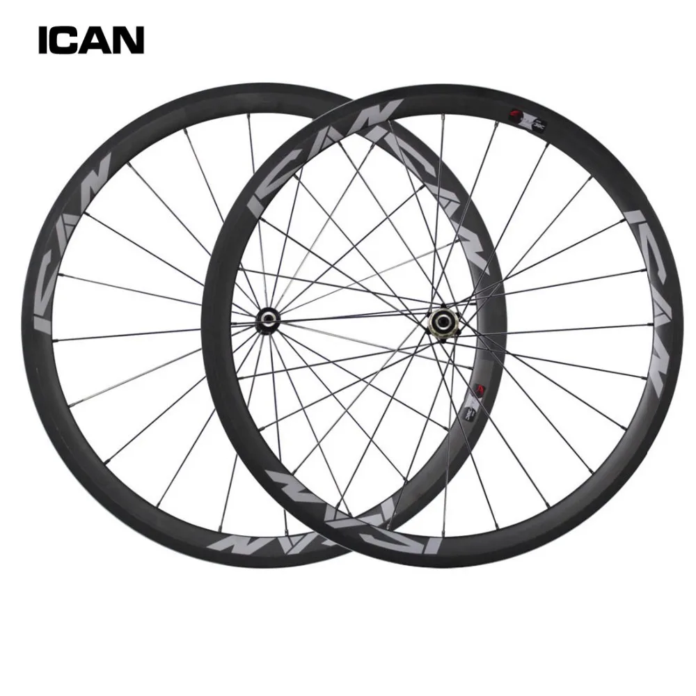 ICAN 700C carbon wheels 38mm clincher 23mm width road bike wheelset novat ec hubs with Sap im spokes with basalt brake surface