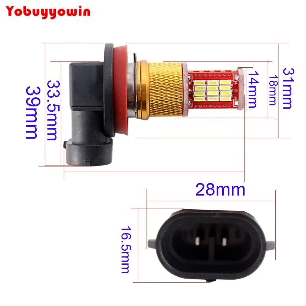 

2PCS 33-SMD 4014 Chipsets H11 LED Bulbs for Car DRL Day Running Driving Lamp Fog Lights 12V for Fog Light Lamp Replacement