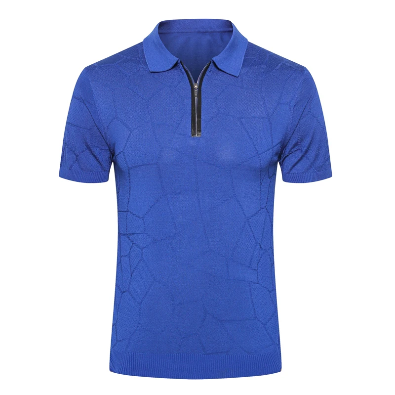 

Billionaire Polo shirt men's Crocodile skin silk 2019 summer Fashion zipper casual quality Thin breathable M-5XL free shipping