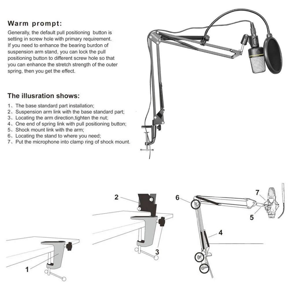 Neewer Pro настольный микрофон Подвеска ножничный рычаг подставка Настольный