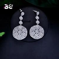 be 8 new fashion popular luxury long round shape dangle earrings full mirco pave cubic zirconia engagement party earring e737