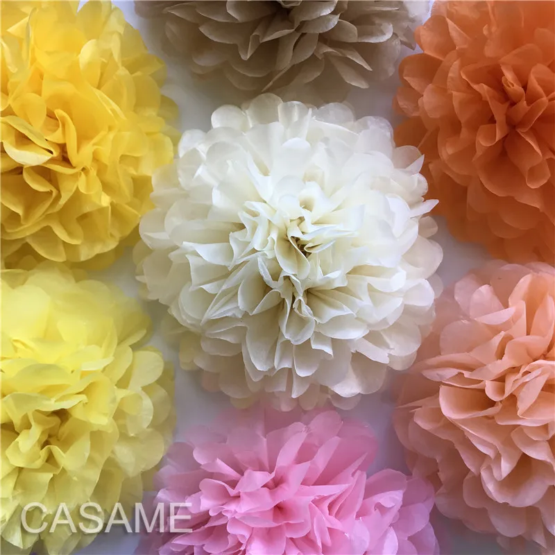 10 шт 1" /25 см папиросная бумага Pom Poms Цветочные шары Свадьба Вечерние помпоны из оберточной бумаги Свадебная вечеринка украшения Ремесло Цветок