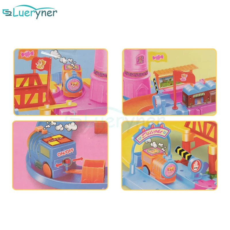 Горячие Продажи 3D Castle kids toys праздничные подарки двухслойный Спираль трек Горки