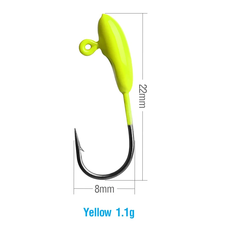 Yellow DONQL 5/10 шт. зажимы для рыболовных крючков 1,1 гр 22 мм Мини колючая Одиночная Привести Рыболовный крючок для Мягкая приманка приманки для рыбалки на карпа аксессуары - Цвет: Yellow