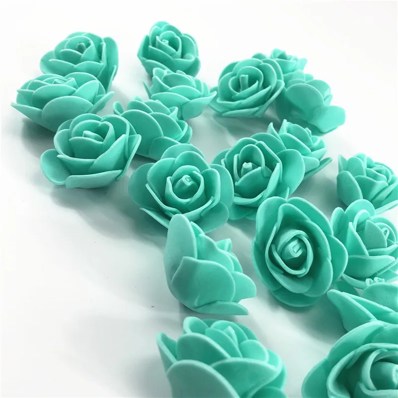 500PCS Lake blue Foam Bear Mold PE Rose Artificial Flower Heads Rose Bear White Mold and Gift Box DIY Rose Bear Accessories Bag - Цвет: 500PCS Lake blue