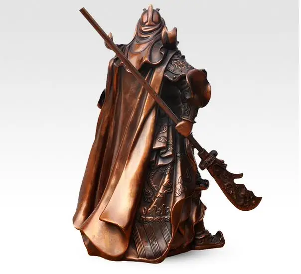 Китайский чистый латунный Бронзовый Дракон Гуань Гонг воин|Статуи и скульптуры| |