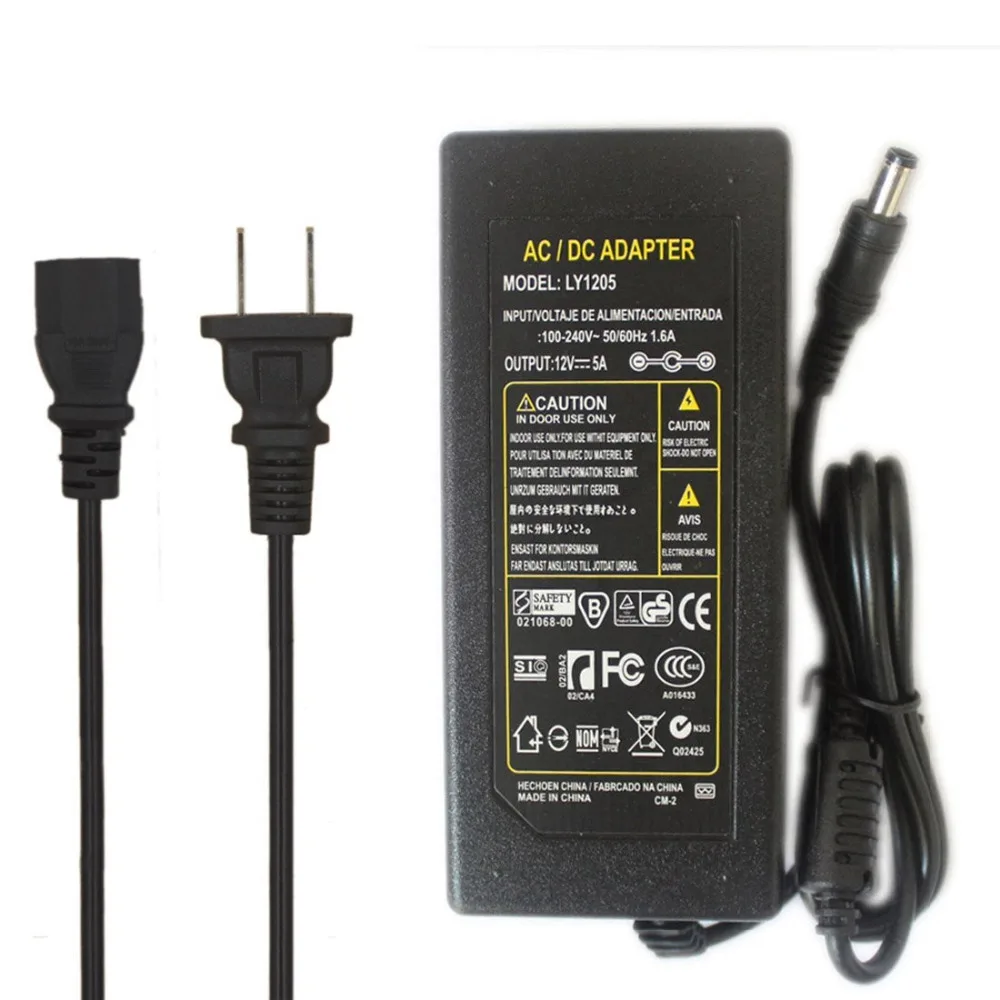 AC 100 240 В к DC 12 5A импульсный источник питания адаптер 2 1 мм X 5 штекер для