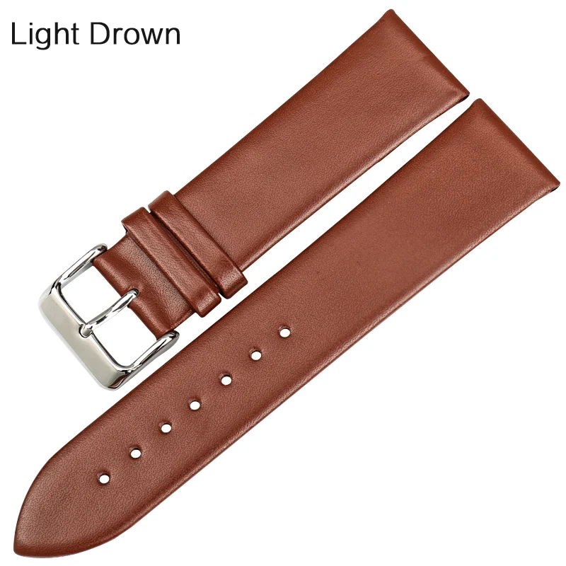 Light Brown MAIKES дизайн ремешок для часов аксессуары для часов белый ремешок для часов 12-24 мм Тонкий коровья кожа часы группа женщин смотреть браслет для DW - Цвет ремешка: Light Brown