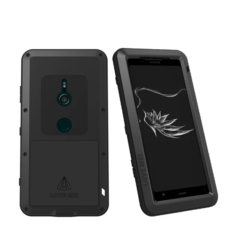 

LOVE MEI Powerful Aluminum/Metal Waterproof Shockproof Cover Case For Sony Xperia XZ3 XZ2 Mini XA2 Ultra +Gorilla Glass