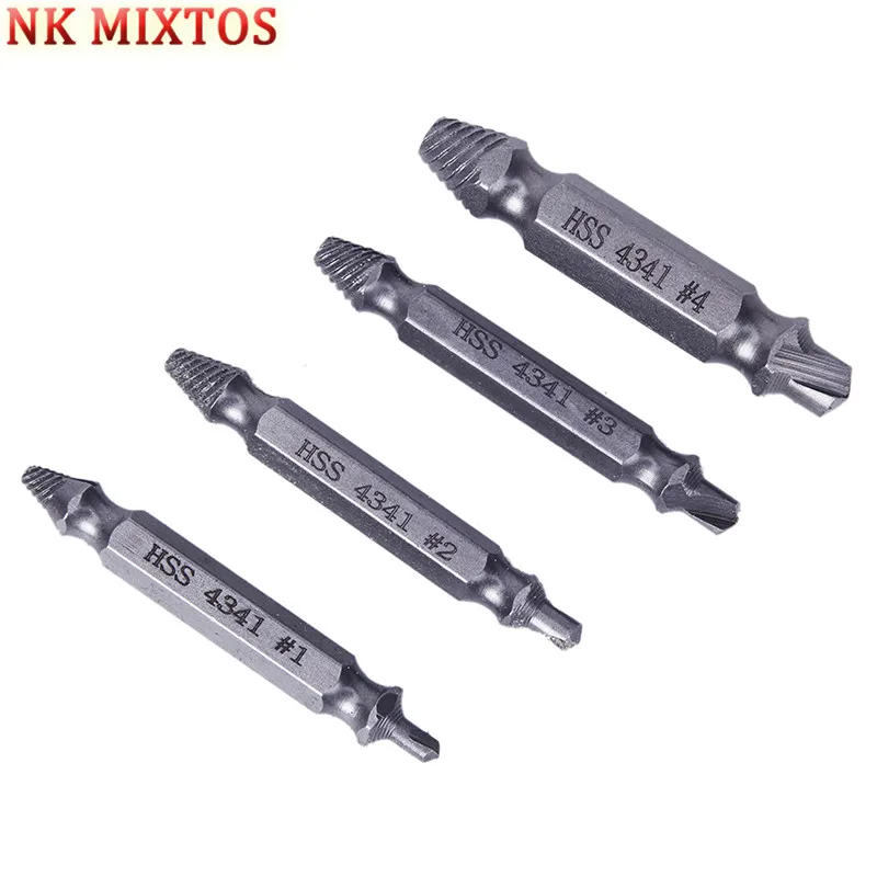 NK MIXTOS 4 шт./компл. двухсторонний экстрактор винтов сверла инструменты для