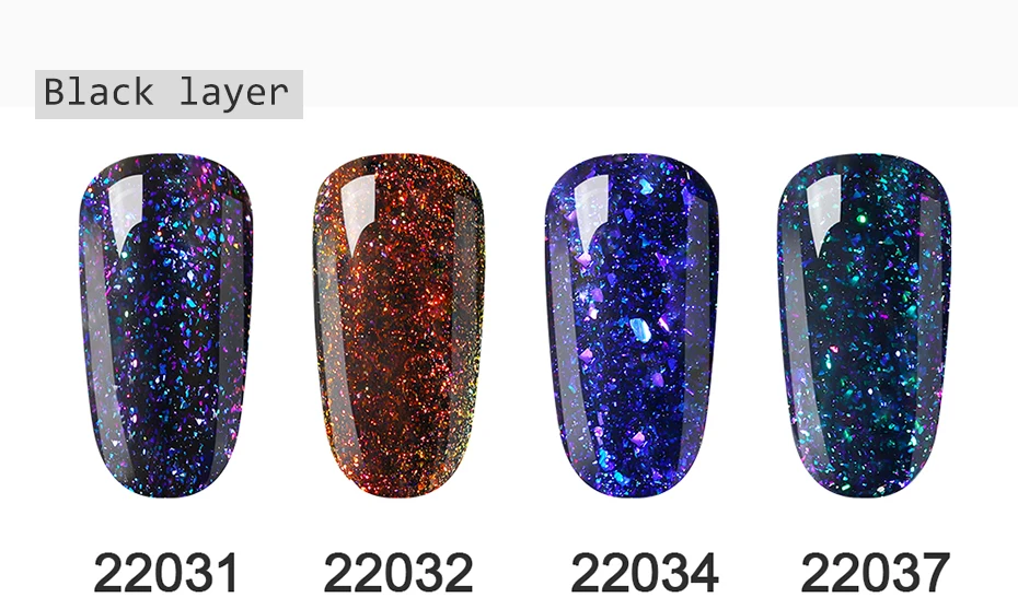 Elite99 Nail Art Design 10ML Soak Off Enamel UV Gel Nail Polish Lacquer Varnish Chameleon Gel Polish Black Based LED Lamp