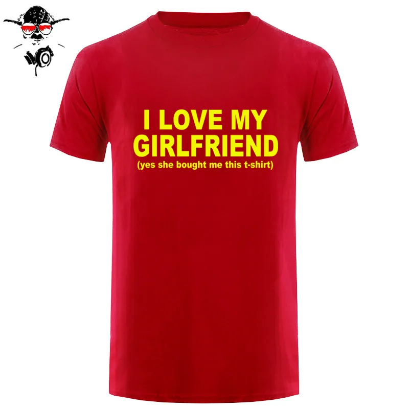 Новая модная футболка с принтом I Love My Girlfriend, забавная Мужская Подарочная Футболка с принтом бойфренда, хлопковые футболки с коротким рукавом