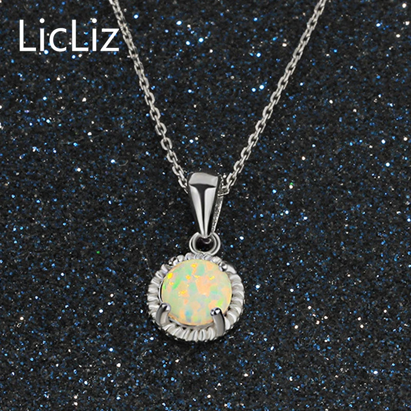 Lililiz 925 Серебряный Опаловый кулон ожерелье для женщин натуральный камень пасьянс