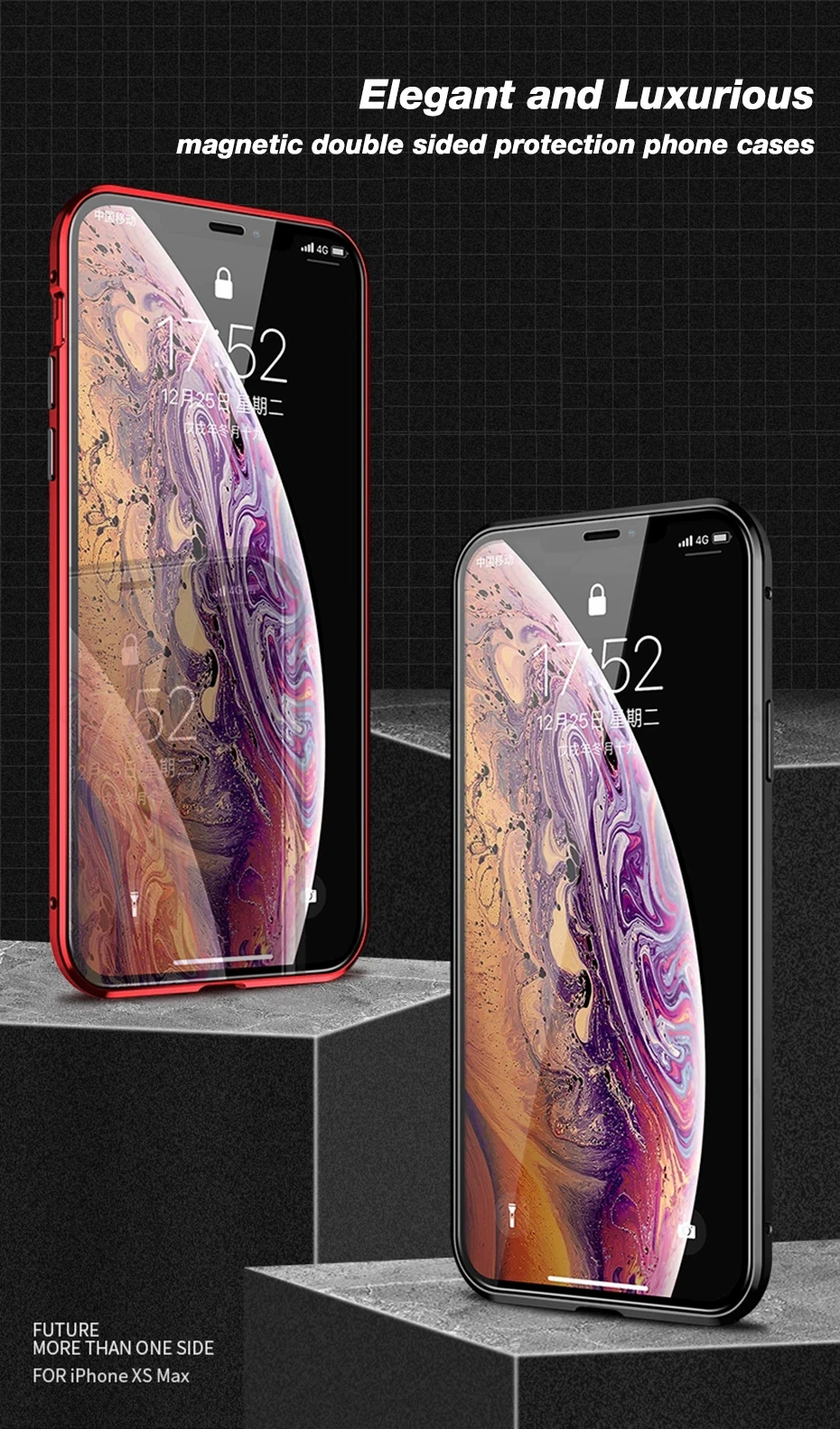 Чехол Akcoo для iPhone XS Max с магнитной адсорбцией, переднее и заднее закаленное стекло на весь экран для iPhone 6S 7 8 Plus XR, чехол s