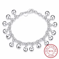 lekani brand fine jewelry womans charm bracelet 925 sterling silver rolo hand chain small bells bracelet bangle for women girls