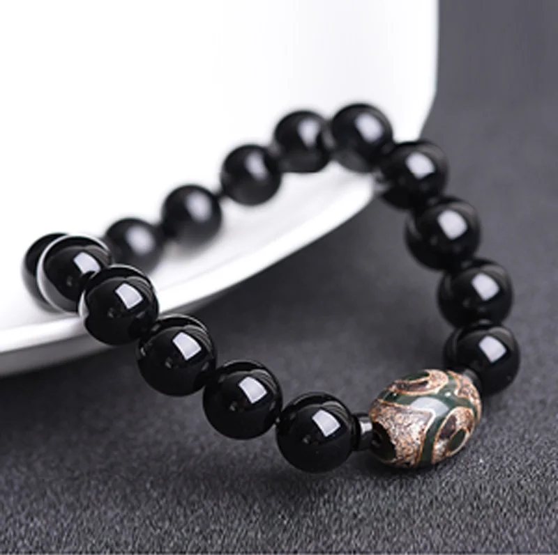 Natural Black Chalcedony Stone Jades Bracelets Tiger Eye Duddha Hand String Bangles Lover Fashion Jewerly | Украшения и