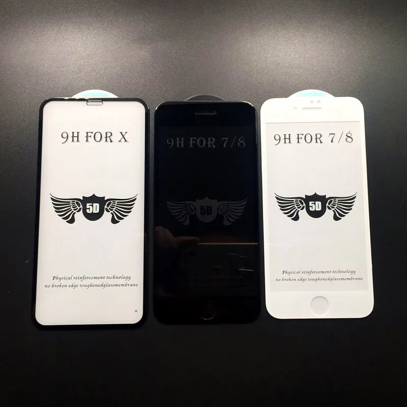 5D закаленное стекло на iphone 7 8 Plus Защита экрана для iPhone 6 6s с полным покрытием