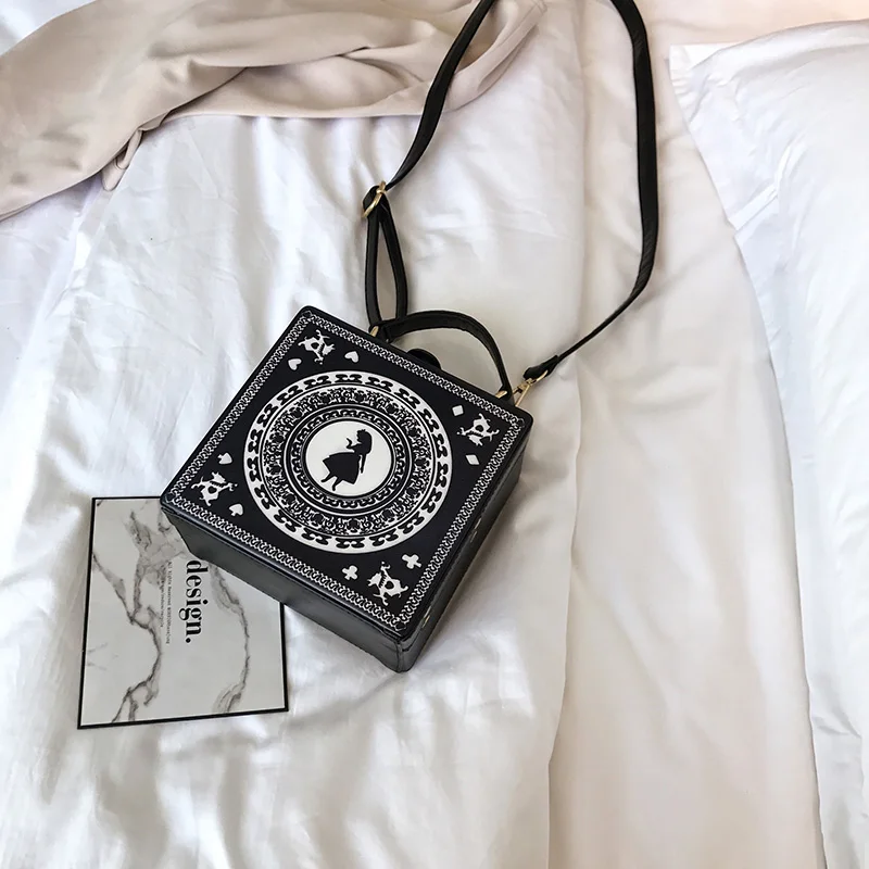 Сумка мессенджер из искусственной кожи черная с мультяшным принтом|bag purse|fashion