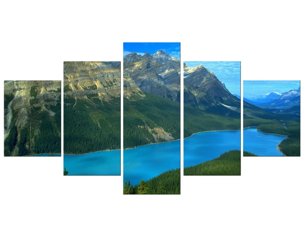 5 шт. холст горный пик пейзаж LakeWall искусство украшения живопись Домашний Декор