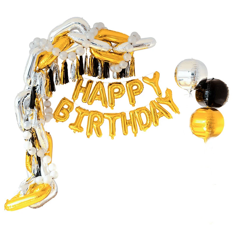 

Gold Silver Balloon Chain Black golden Birthday Party Backdrop decoration Baby Shower ballon arch background for dessert table
