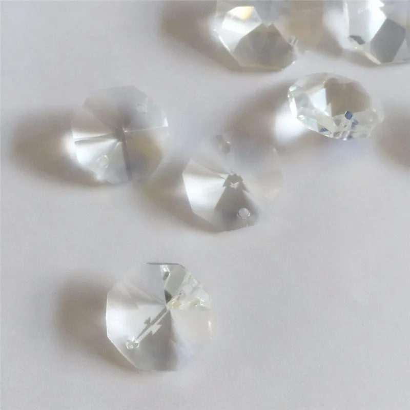 

Free Shipping 100pcs/lot 16mm crystal glass octagon beads 2/two holes glass crystal chandelier beads for party event decoration