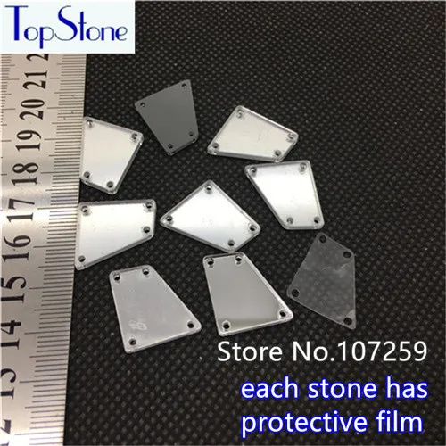 TopStone 30 форм акриловые прозрачные зеркала Пришивные с плоской задней частью Стразы с отверстиями для шитья одежды - Цвет: 09N 17x19mm