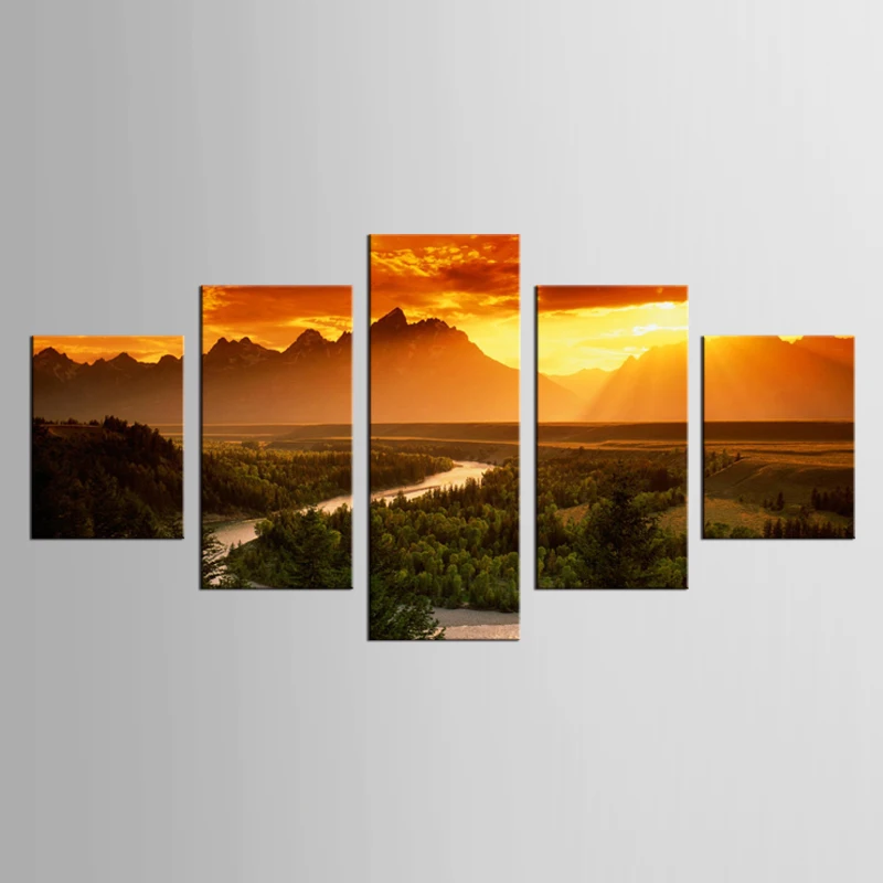 

5 pieces of canvas art dusk road painting custom canvas printed on canvas printed wall picture home decoration XL-FJ (31) -1