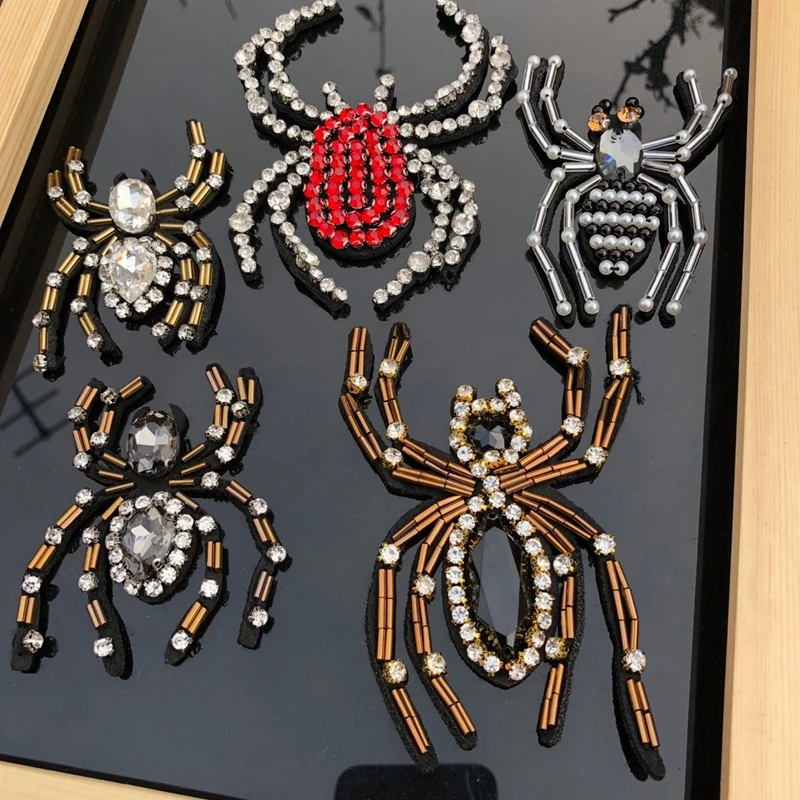 Ручная нашивка с бусинами и блестками для ногтей насекомым стрекозой Пауком