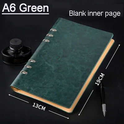 A6 Green Записная книжка в форме листа A6A5B5A4 чистая белая бумага простой бизнес-блокнот Пользовательский логотип искусственная кожа надпись подарок - Цвет: A6 Green