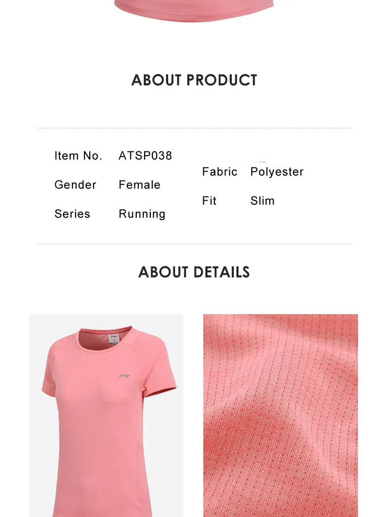 Li-Ning, женская футболка для бега, облегающая, полиэстер, на сухой, смарт-подкладке, дышащая, комфортная, Спортивная футболка, топы ATSP038 WTS1477