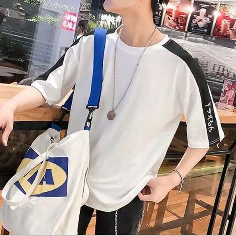 funny t shirts men Hipster HipHop print summer patchwork t-shirts o-neck half sleeve Loose boys tshirts lovers' clothes clothing | Мужская