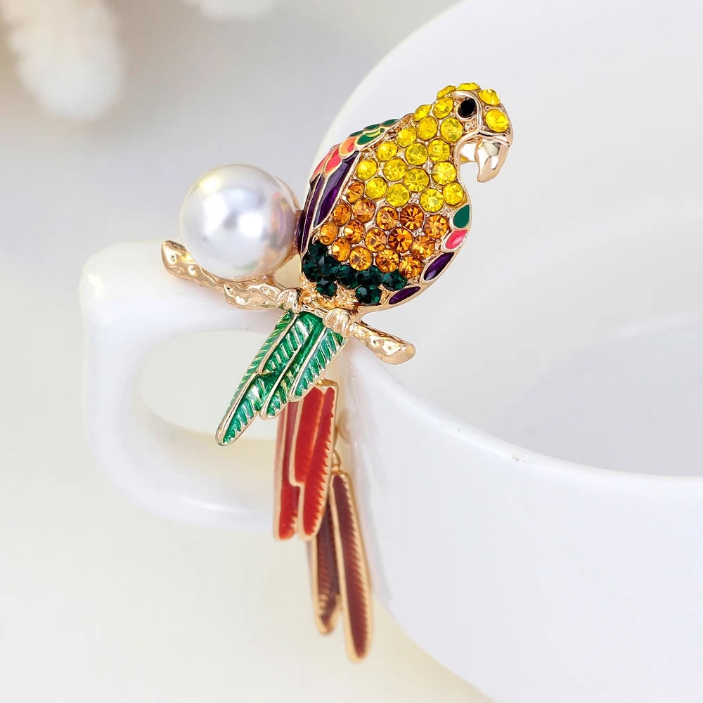 Милая брошь бабочка в виде попугая эмалированные Броши Булавки с животными для