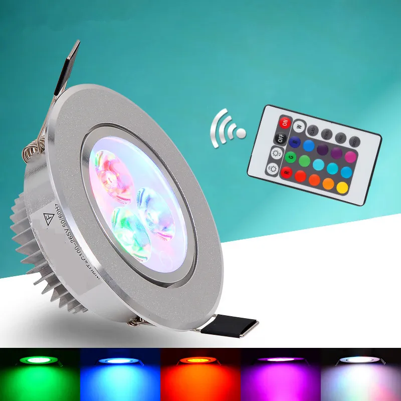 Светодиодный потолочный светильник 9 Вт вниз светильник s RGB с пультом дистанционного управления встраиваемый светильник AC220V 3 Вт вниз светильник на день рождения вечерние светильник s