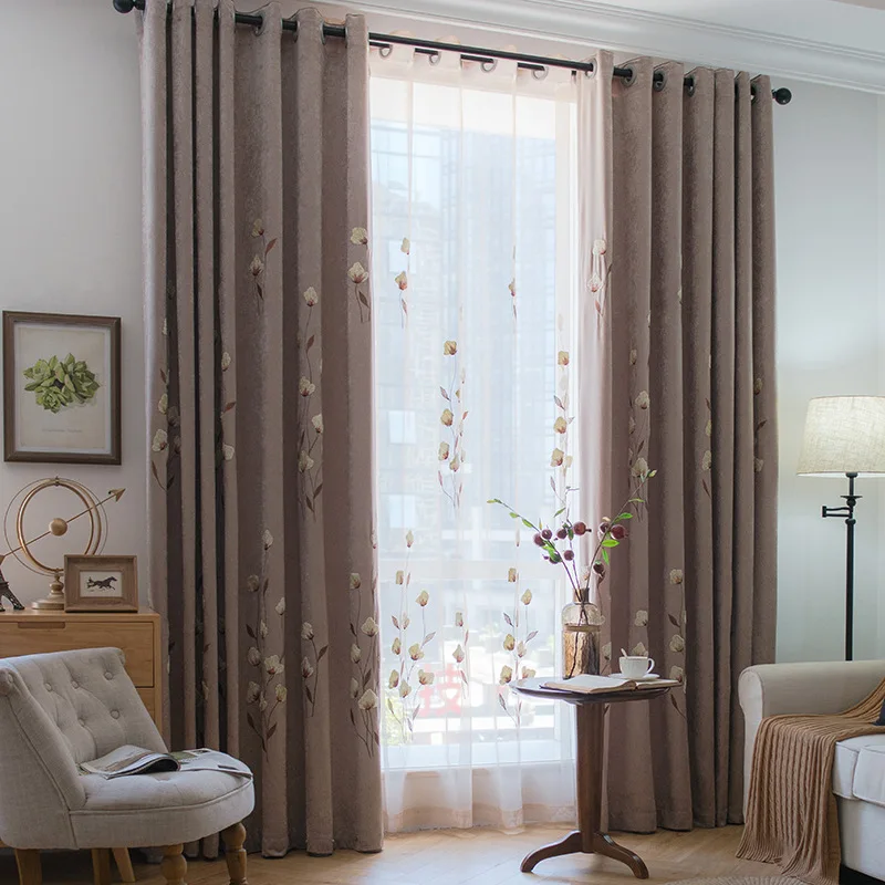 Корейские пасторальные синели европейские шторы с вышивкой для гостиной