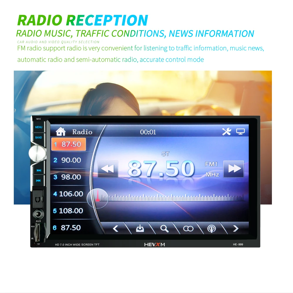 HEVXM 2 Din Универсальное автомобильное радио 7 ''HD плеер Bluetooth Авто аудио стерео